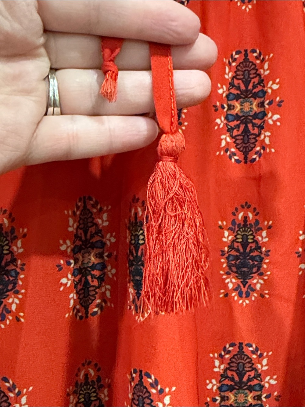 Flying Tomato Orange Printed Boho Peasant Tunic - Picture 5 of 5
